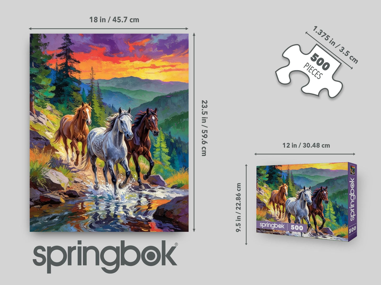 Springbok Wild Horses at Sunset 500 Piece Jigsaw Puzzle for Adults