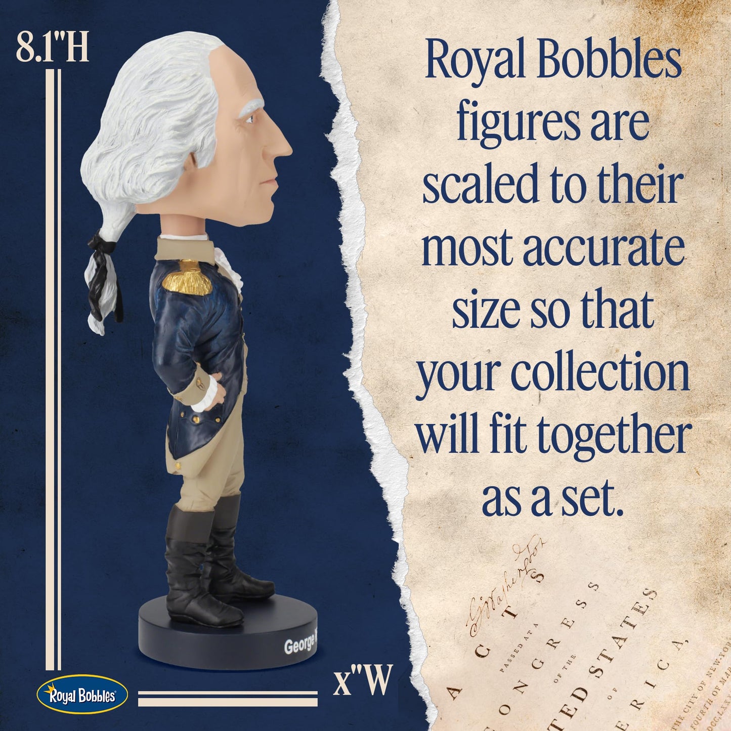 Royal Bobbles George Washington, 1st President of the United States - Founding Fathers Collection - 8.1 Inches Tall - Collectible Bobblehead Statue