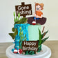 21 PCS Gone Fishing Cake Toppers Fisherman Fish Cake Decoration for Gone Fishing Themed Party Supplies Decor