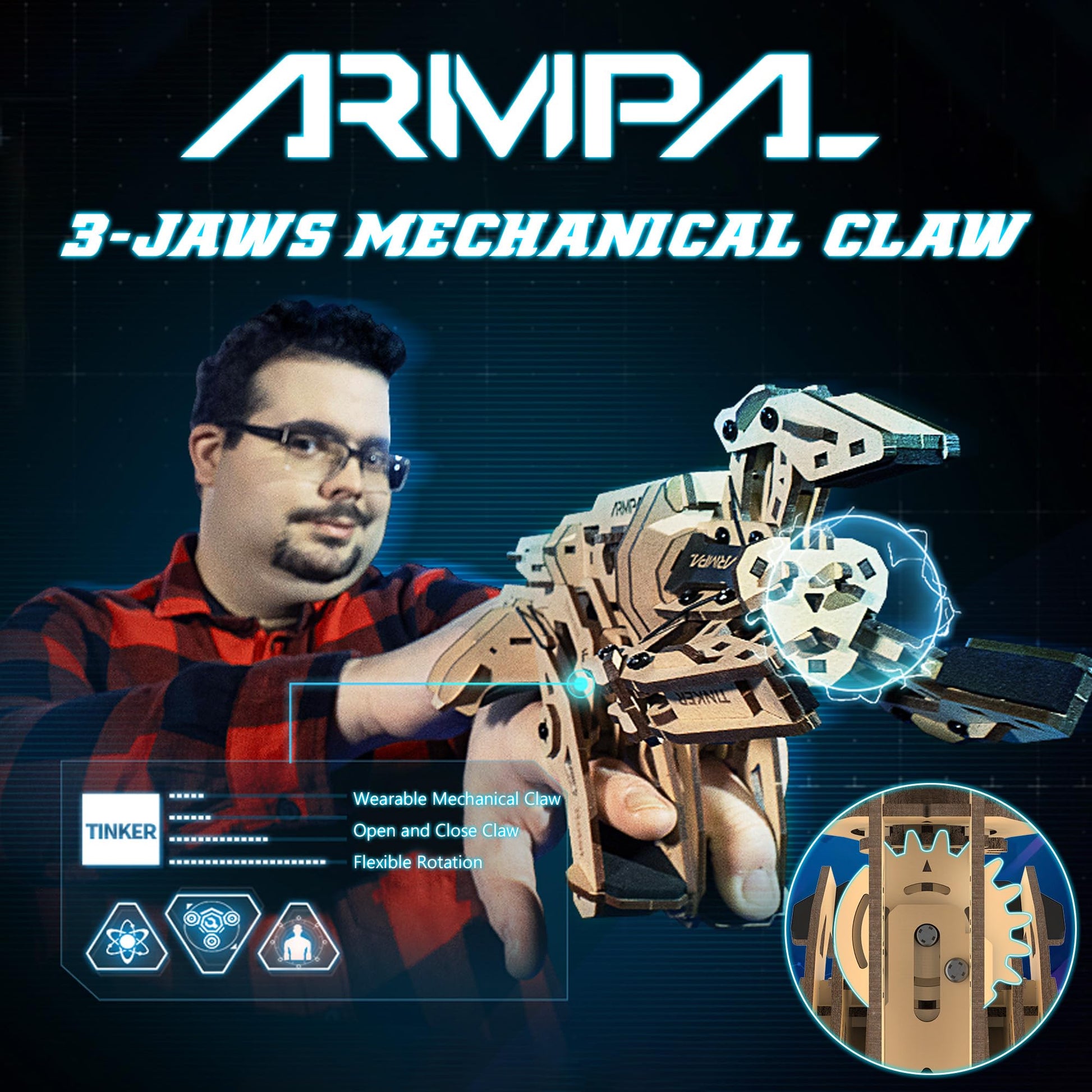 Mechanical Claw Model Kit, 3D Wooden ClawBot Puzzle for Adults and Teens