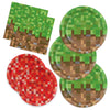 Pnuocax 150Pcs Pixel Birthday Party Plates Napkins Pixel Party Supplies Paper Disposable Tableware Set Birthday Party Decorations for Kids Serve 50