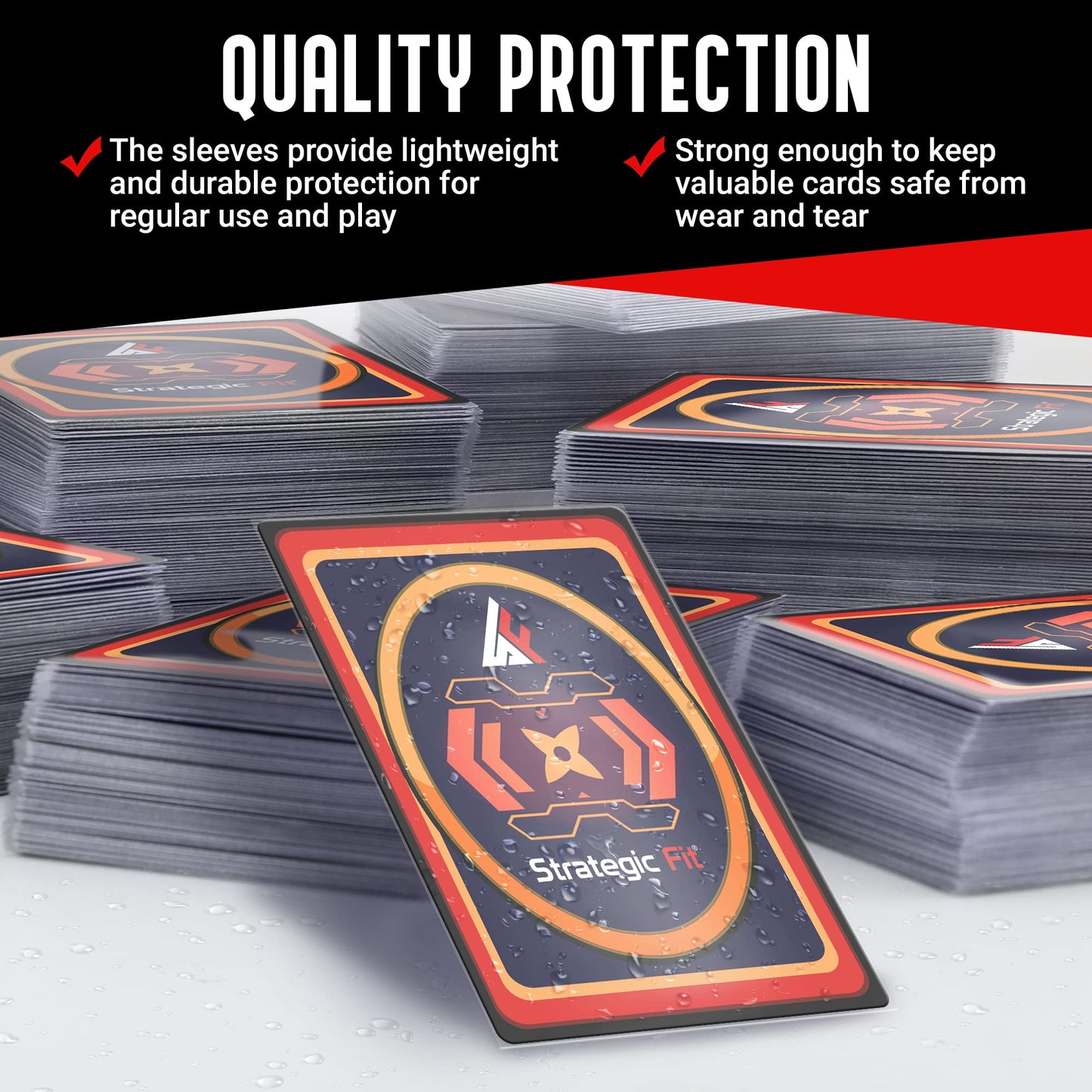 Strategic Fit Premium Snug Fit Clear Card Sleeves for Games - 500 Trading Card Sleeves - Standard Size Card Protector Sleeves - Ideal as MTG Card