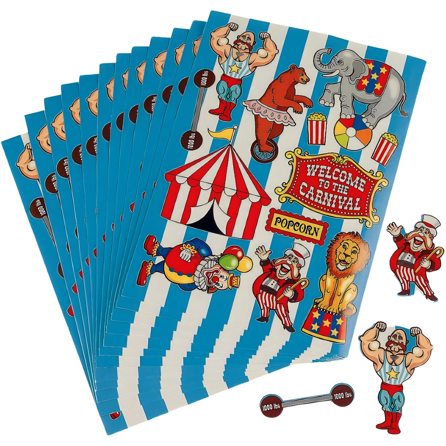 Fun Express Under The Big Top Sticker Sheets Party Accessory, 12 pcs
