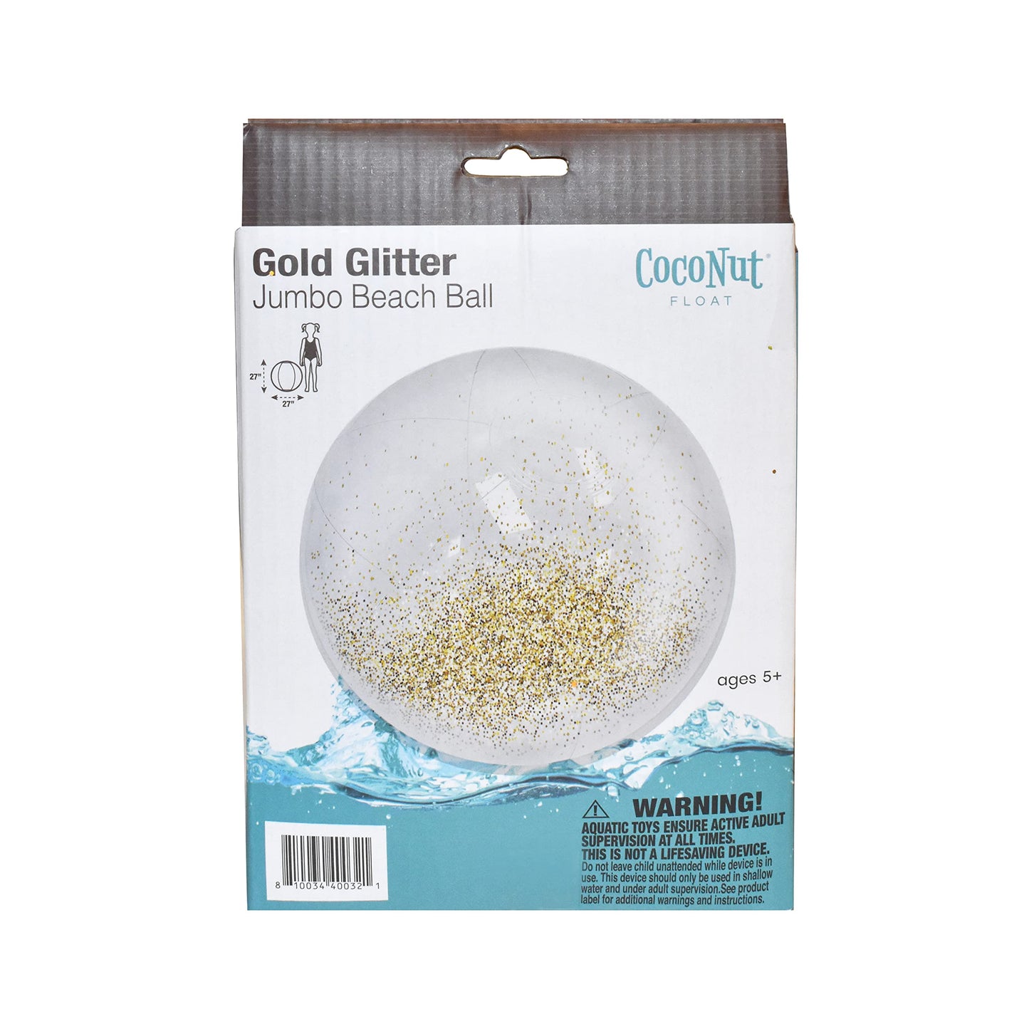 Coconut Outdoor Jumbo Large 27" Inflatable Glitter Beach Ball