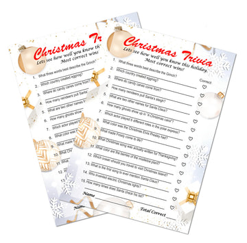 RokAPary Christmas Trivia Game, Game for Family and Friends, Office Group, Holiday Party Fun, Play Pack of 30 Cards 5”x7”. Made in USA