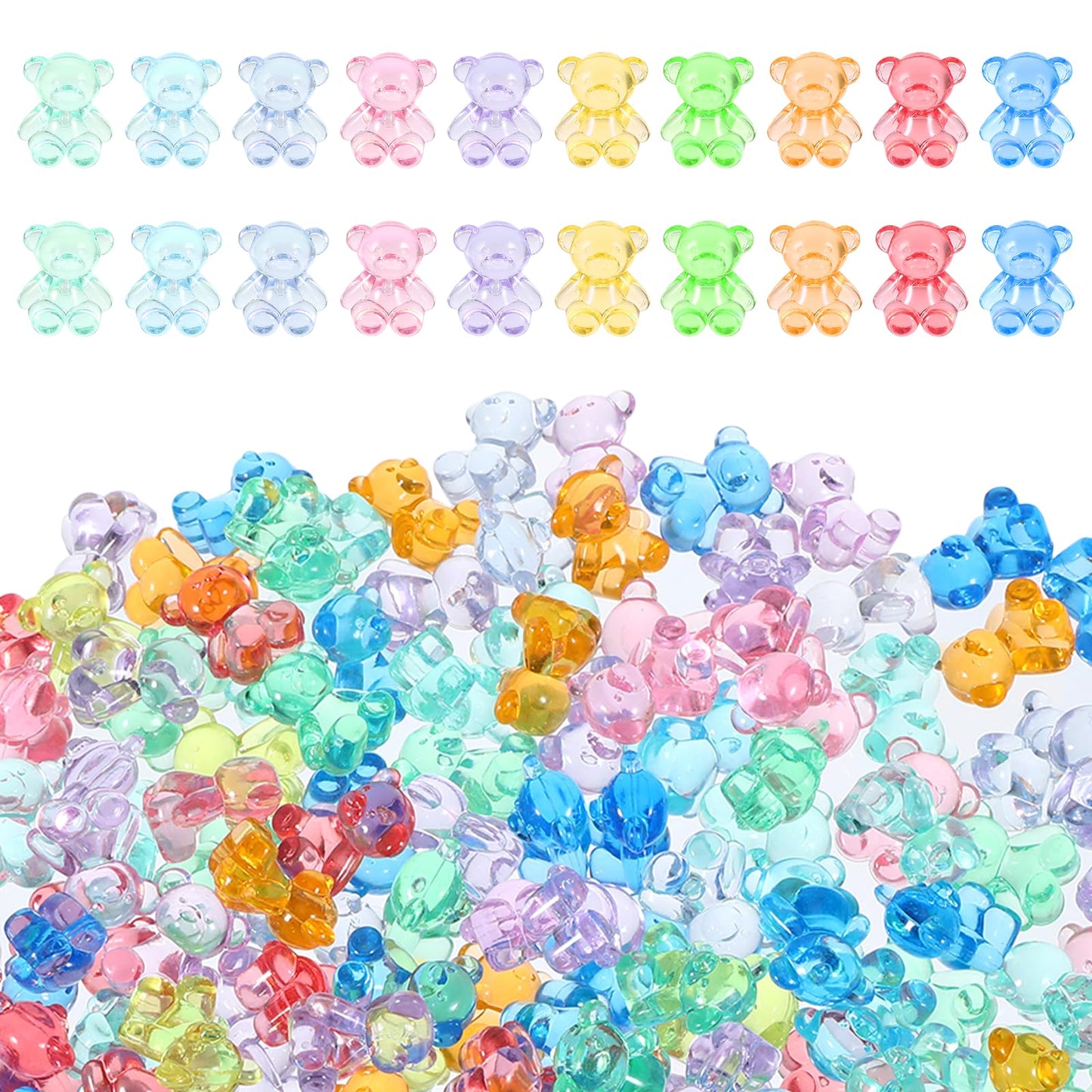 Jaarssho 130PCS Resin Charms Mini Resin Animals Bulk, Bears for Counting & Miniature Figurines, Gummy Bear Charms Mini Teddy Acrylic Animals