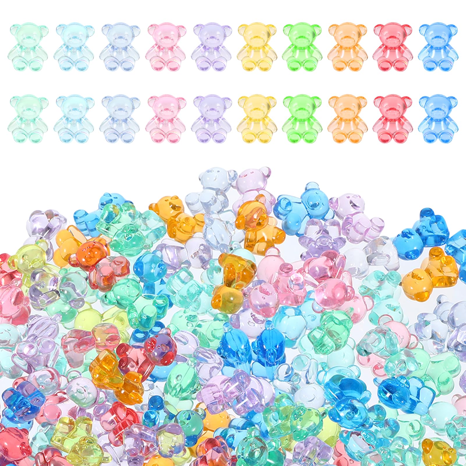 Jaarssho 130PCS Resin Charms Mini Resin Animals Bulk, Bears for Counting & Miniature Figurines, Gummy Bear Charms Mini Teddy Acrylic Animals
