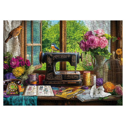 Larkipuzz Vintage Sewing Machine Flower Puzzles for Adults 1000 Pieces