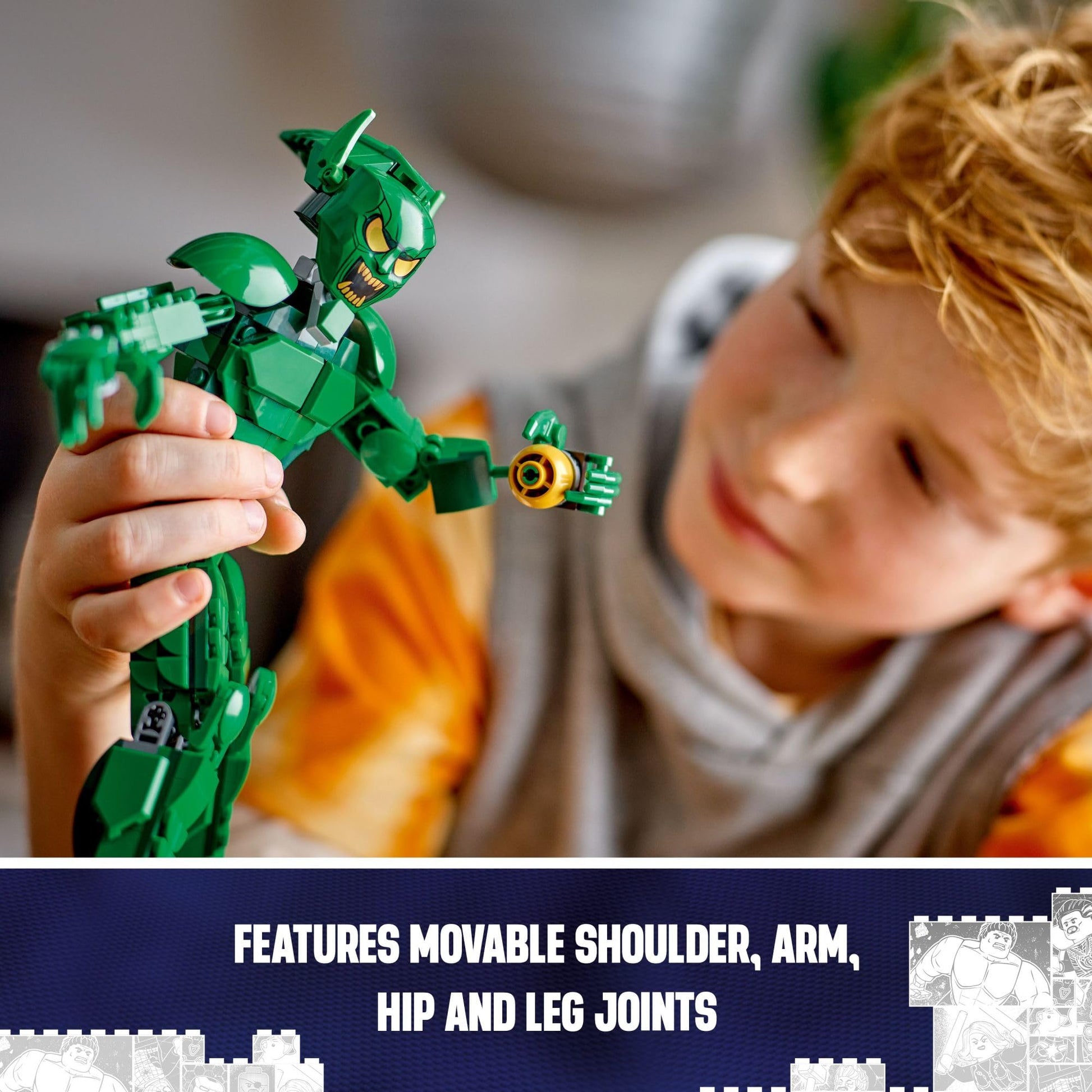 LEGO Marvel Green Goblin Construction Figure - Building Toy for Boys & Girls, Ages 8+ - Marvel Villain Action Figure W/Glider and Pumpkin Bombs - Gift