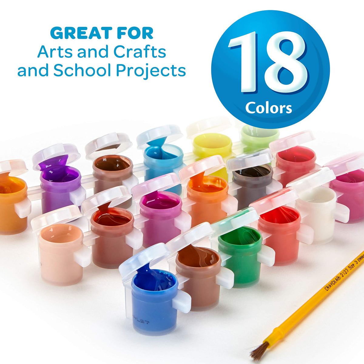 Crayola Washable Kids Paint Set & Paintbrush, Painting Supplies, 18 Count