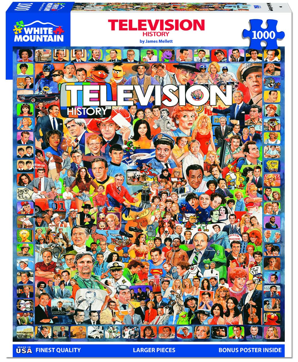 White Mountain Puzzles Television History - 1000 Piece Jigsaw Puzzle