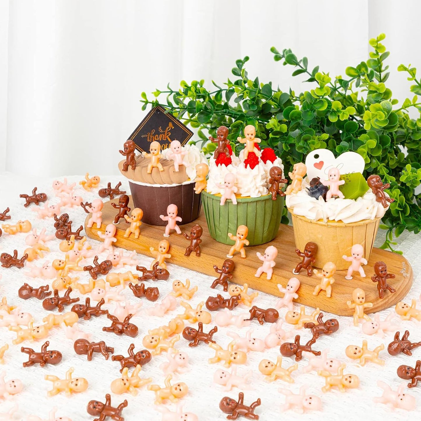 60Pcs Mini Plastic Babies, 1 Inch Tiny Baby Figurines for Baby Shower Game