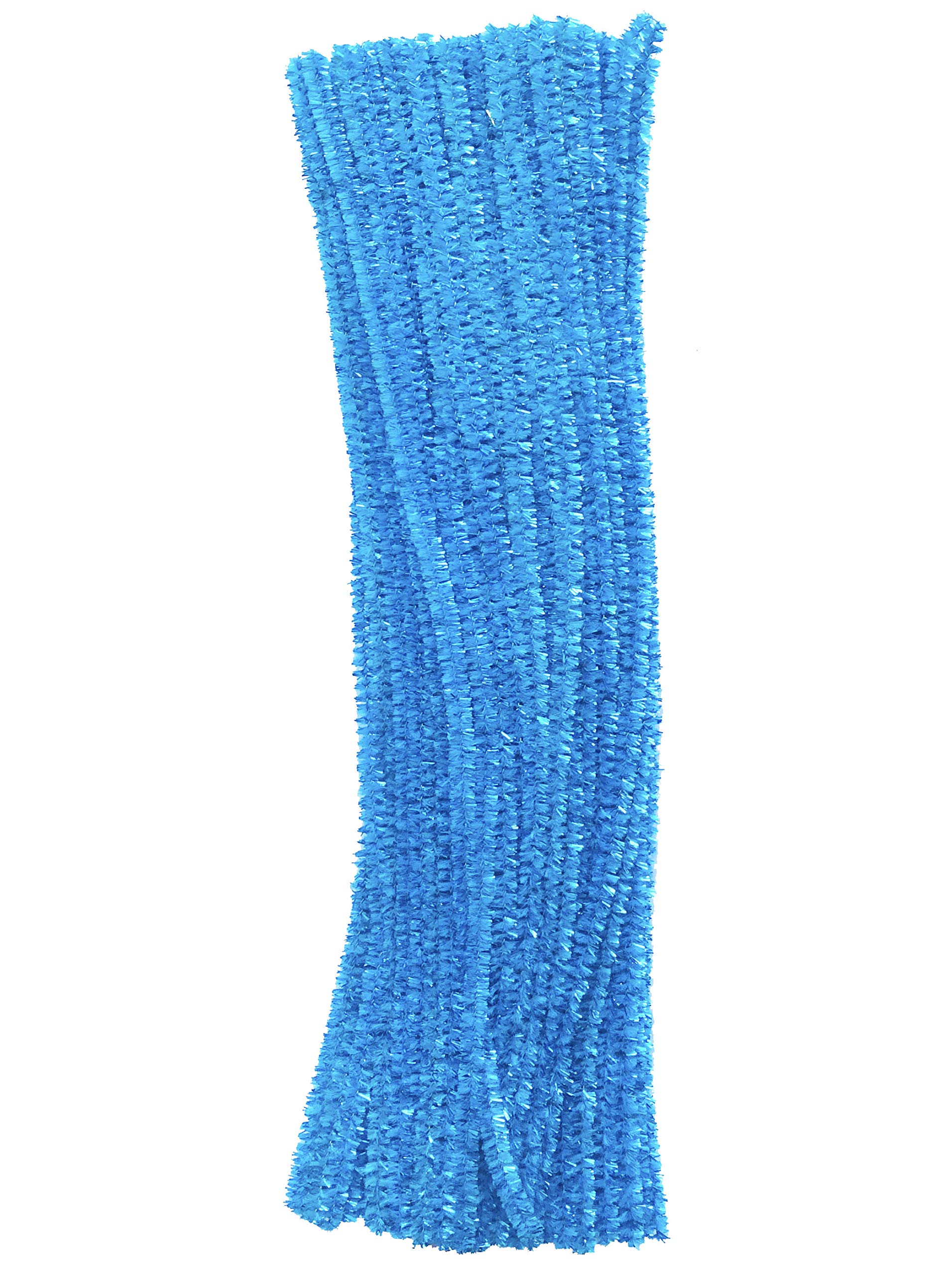 Carykon 100 PCS 12 Inch Iridescent Sparkly Tinsel Stems Pipe Cleaners (Light Blue)