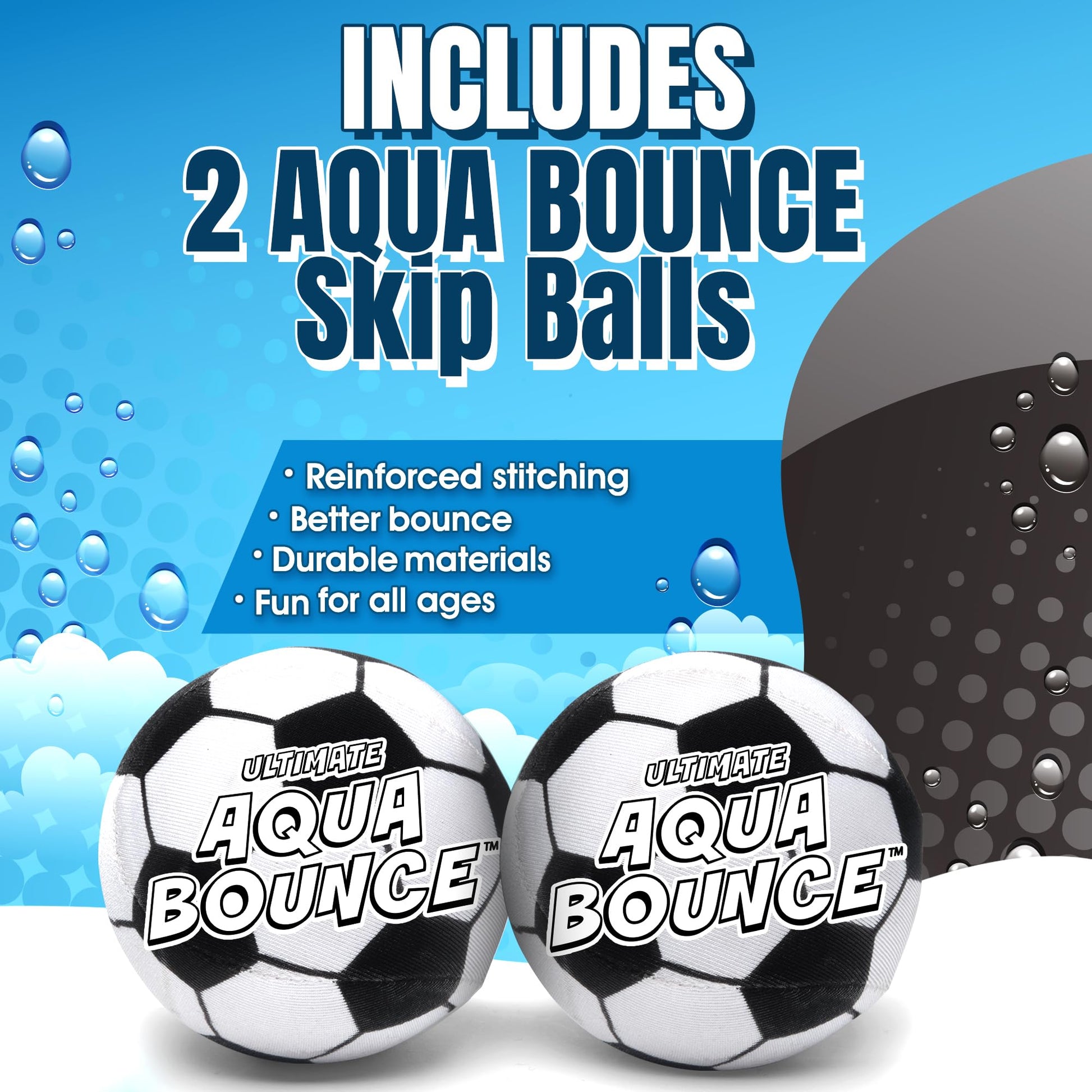 Activ Life Ultimate 2 Pack 3" Larger Water Skip Balls, Fun Swimming Pool & Beach Bouncing Toys for Kids, Teens, and Family, Great for Birthday Gifts