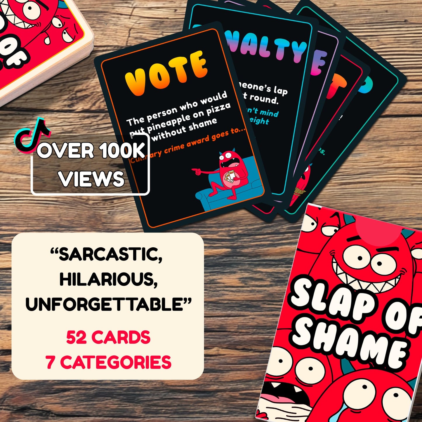 Slap of Shame - Fast Slap Card Game for Adults | Dares & Group Challenges | Funny Party Game for Game Night, Bachelorette & Friends Groups | 2-10