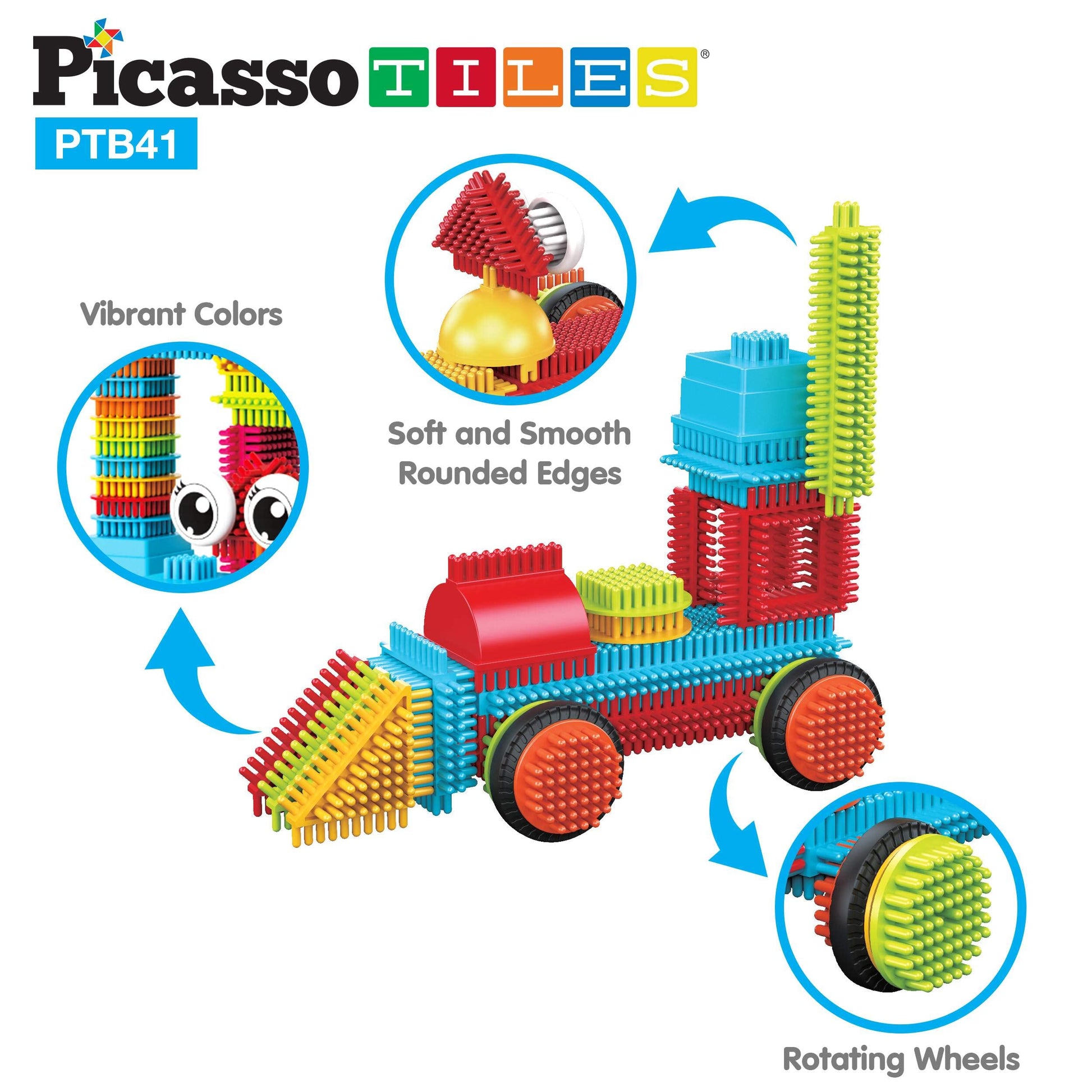 PicassoTiles Toys 41 piece Hedgehog Block Building Blocks Construction Toy Set w/IdeaBook Learning Playset None Magnetic STEM STEAM Educational Kit