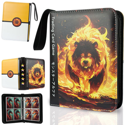 TanoShiimii Trading Card Binder, 400 Pocket Card Album, 3-Ring Refillable Binder with Zipper, Water-Resistant PU Leather for TCG Collectors, Kids and