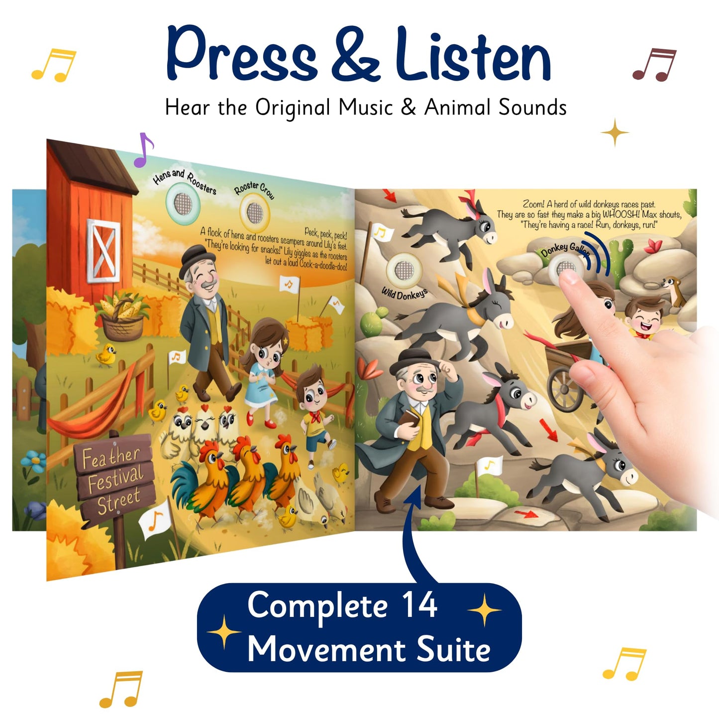 LITTLE MAESTRO Carnival of Animals by Saint-Saëns - The Complete Musical Suite, Musical Books for Toddlers, 28-Button Music Book, Musical Toys