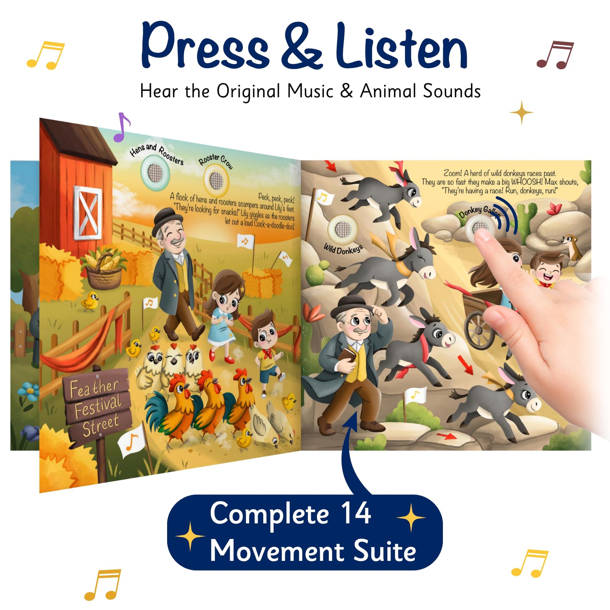 LITTLE MAESTRO Carnival of Animals by Saint-Saëns - The Complete Musical Suite, Musical Books for Toddlers, 28-Button Music Book, Musical Toys