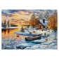 Winter Nature Landscape Puzzles for Adults 1000 Pieces, Pretty Sunset Lake House Tree Jigsaw Puzzles, Challenging Snow Scenic Cabin River Animal