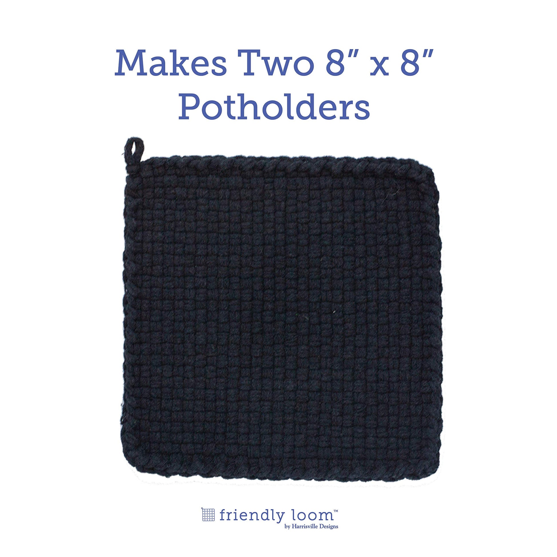 Harrisville Designs Friendly Loom | 10” PRO-Sized Black Potholder Weaving Loops | Craft 2 Cotton Potholders