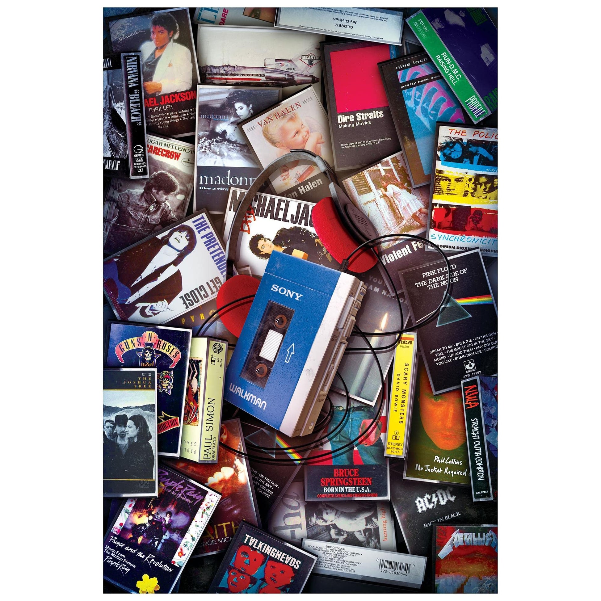 80s Cassette Music Hits 1000-Piece Jigsaw Puzzle, Brain Teaser for Kids and Adults | 28 x 20 Inches