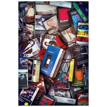 80s Cassette Music Hits 1000-Piece Jigsaw Puzzle, Brain Teaser for Kids and Adults | 28 x 20 Inches