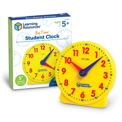 Learning Resources Big Time Student Clock, Teaching & Demonstration Clock, Develops Time and Early Math Skills, Ages 5+, Clock for Learning, 12