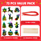 JOYIN 72 Pcs Christmas Scratch Art Ornaments, Scratch Paper Craft Kit Include Snowman, Snowflakes, Christmas Tree, and Reindeer, Rainbow Color Scratch