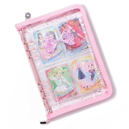 Card Binder for Girls, A5 Trading Card Binder with 4 Pocket Sleeves for 160 Cards, Zippered Kpop Photocard Binder, 6 Ring Photocard Holder, Bowknot