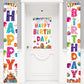 AiFaoobs 3 PCS Colorful Happy Birthday Banner Door Porch Sign Photography Black Background Party Supplies for Kids Boys Girls Birthday Party Supplies