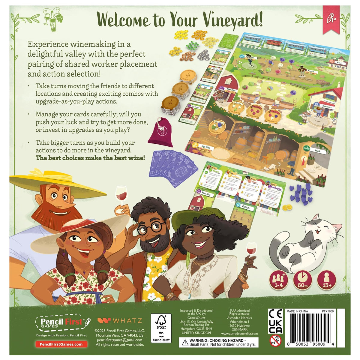 Pencil First Games: Vineyard - A Wine-Making Board Game, Worker Placement, Push Your Luck, Upgrade-As-You-Play, Card Management, Ages 13+, 1-4 Players