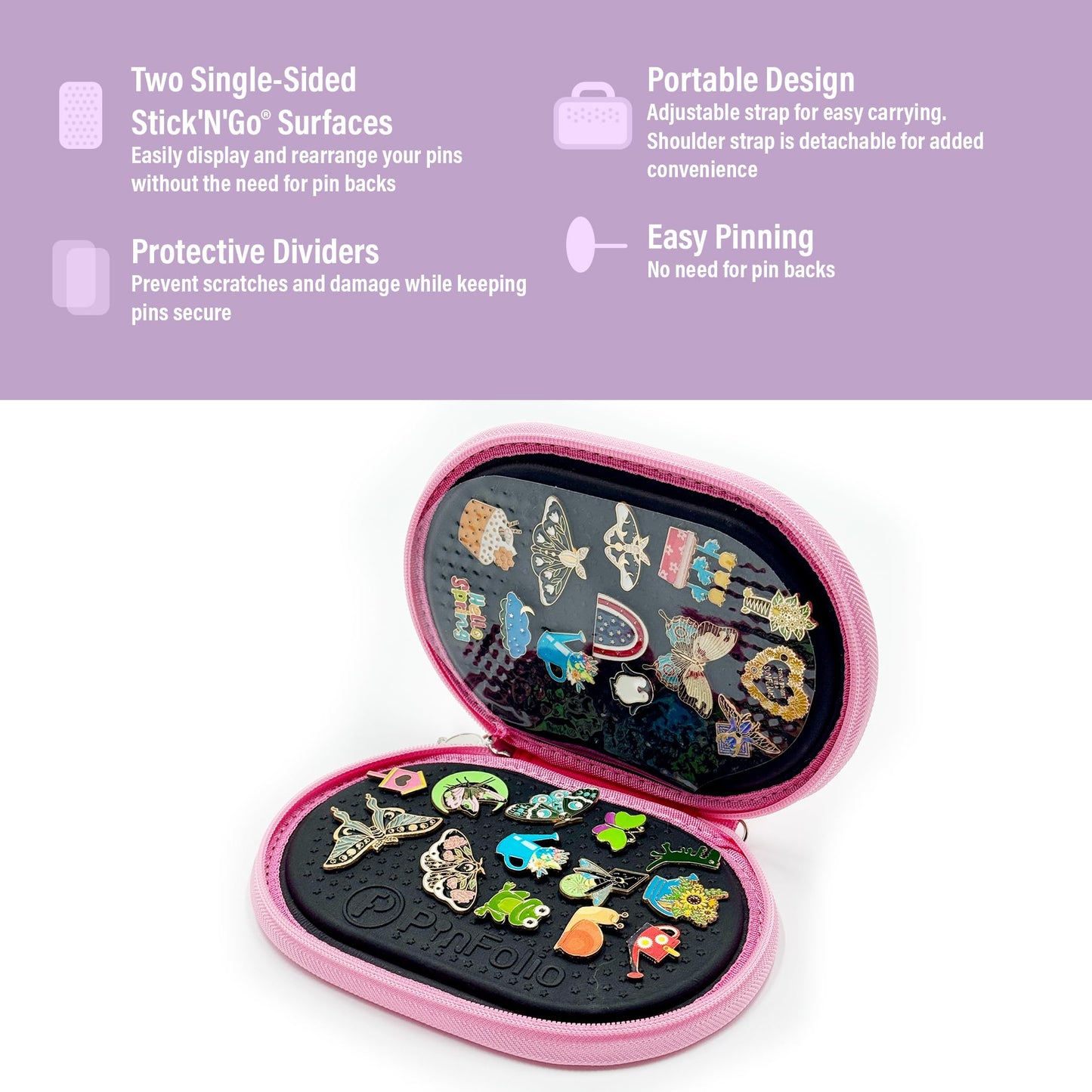 PinFolio Go Pin Display Bag, Lightweight & Compact Sports & Disney Pin Book Designed for Loungefly Backpacks & Easy Trading Up to 40 1-Inch Enamel