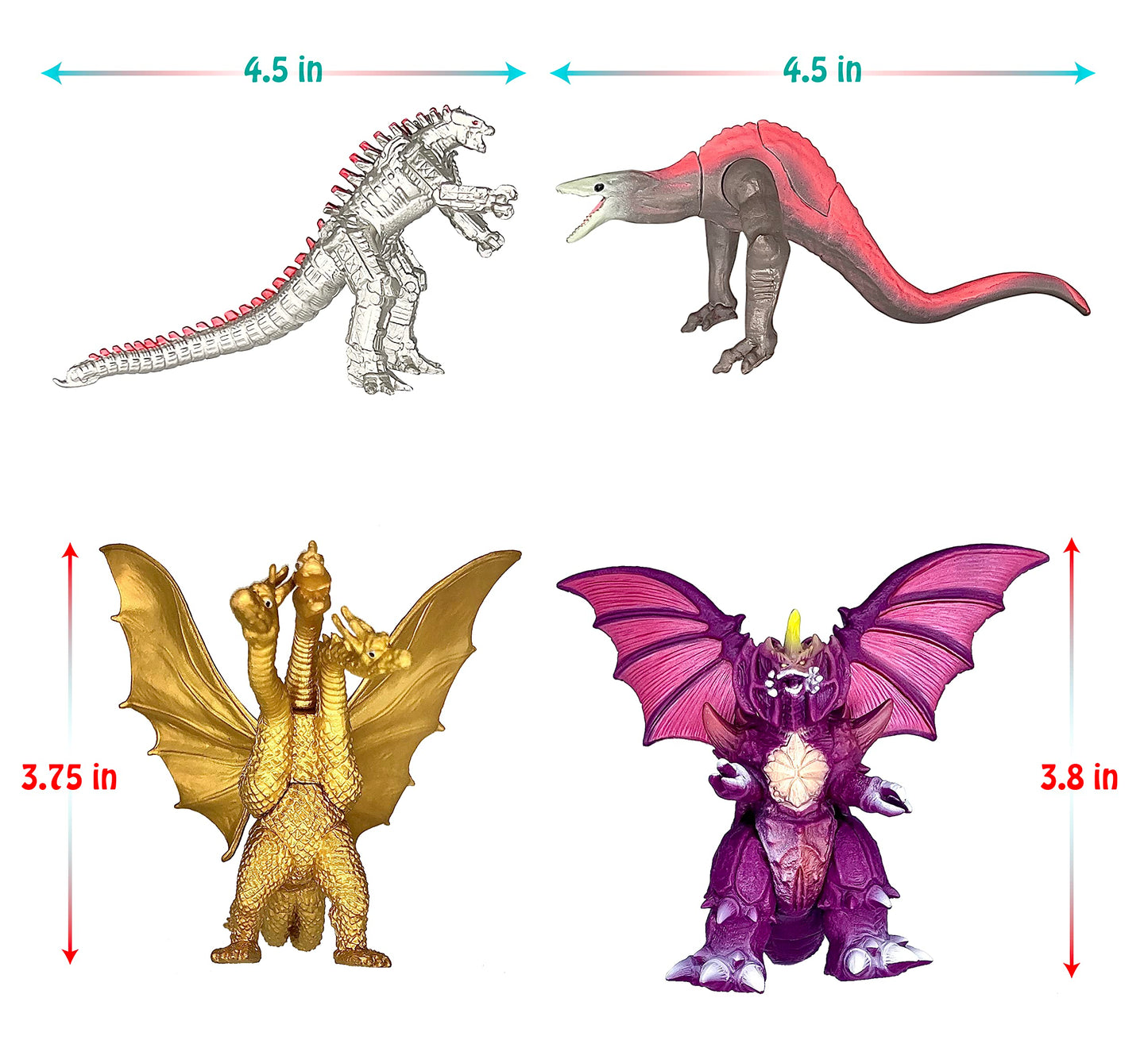 TwCare Exclusive Set of 10 Godzilla vs Kong Toys Movable Joint Action Figures, King of the Monster Dinosaur Shin Ultima Gamera Ghidorah Skull Crawler