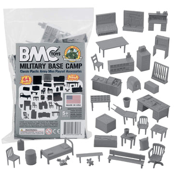 BMC Classic Marx Military Base Camp - 44pc Plastic Army Men Playset Accessories