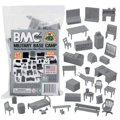 BMC Classic Marx Military Base Camp - 44pc Plastic Army Men Playset Accessories