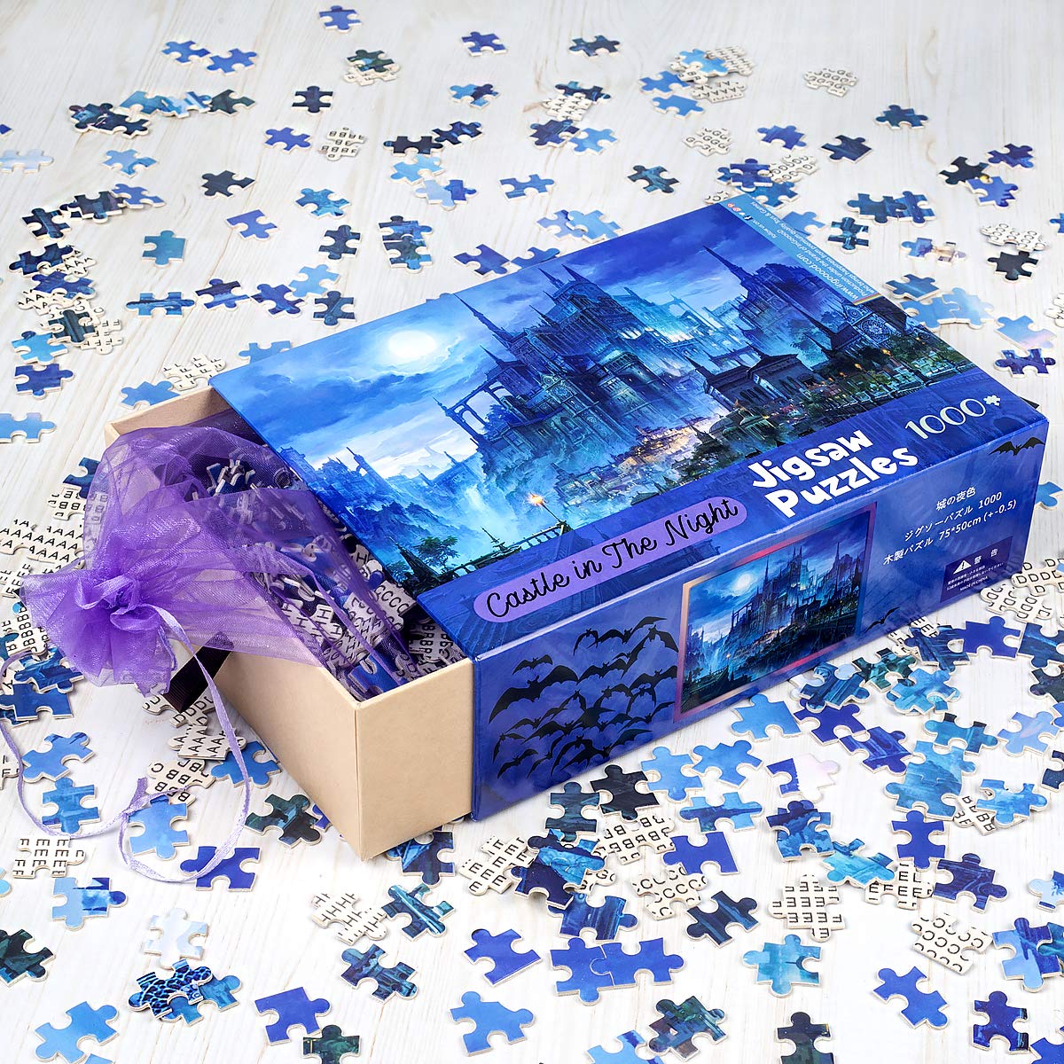 InGooooD- Tranquil Series- Castle in The Night- Basswood Jigsaw Puzzles 1000 Pieces for Adult