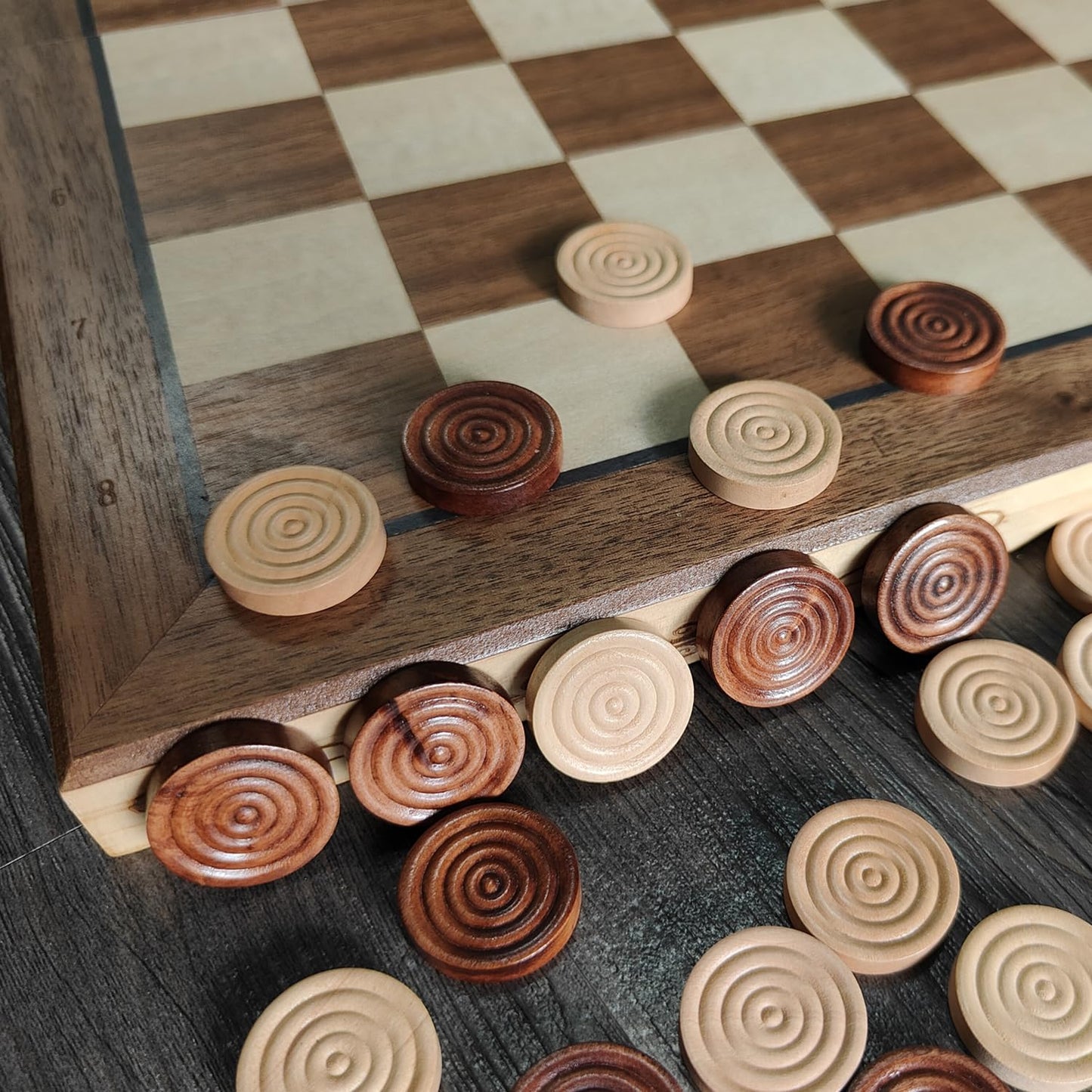 Baspoom Checkers Pieces -Backgammon Pieces-Dark Brown/Natural 15tablets Each (Brown and Beige, 25.4mm/1in)