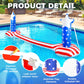 Aotiooy 4th of July Pool Toys Games Set, 2 in 1 Inflatable Volleyball Net & Basketball Hoop, Large Water Floating Volleyball Toy Summer Party for Kids
