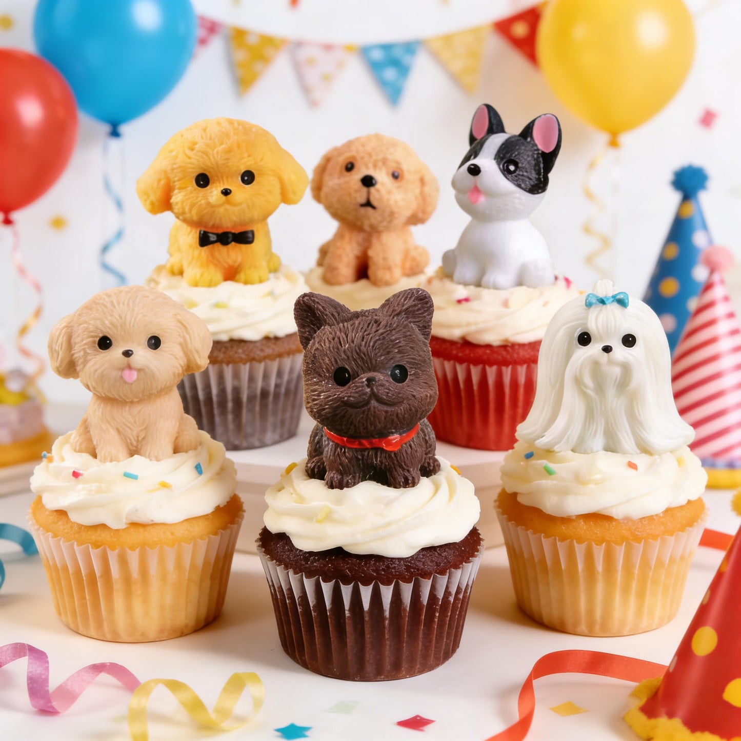 Cybirdbal 24 PCS Mini Dog Figurines, Mini Resin Animals in Bulk Miniature Tiny Puppy Dogs Figures for Cake Decorations Topper Moss Landscape Garden
