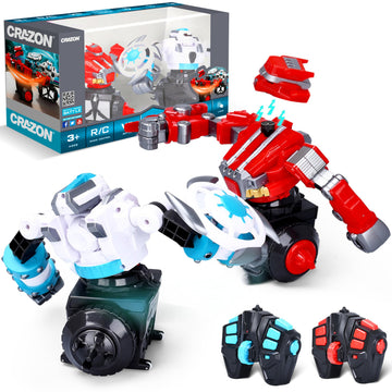Top Race Remote Control Fighting Toy - 2-Pack Red & Blue RC Robots with Lights, Sounds & 360° Rotation - Interactive Intelligent Playset for Kids
