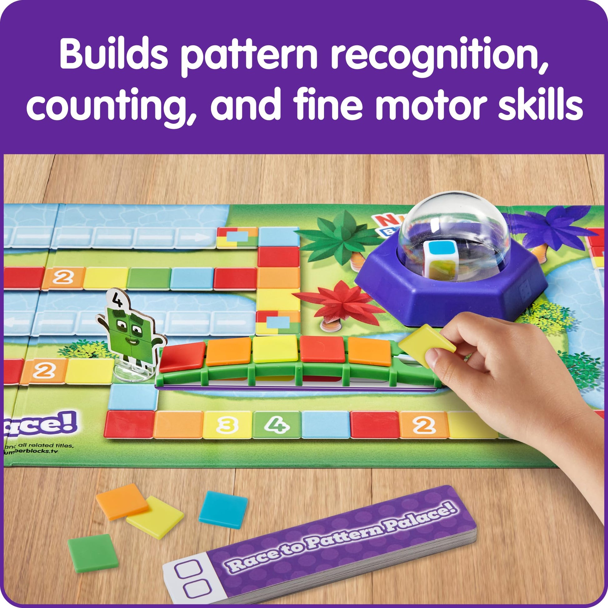 hand2mind Numberblocks Race to Pattern Palace! Board Game, Educational Board Games, Numbers for Toddlers, Math Toys for Kids 3-5, Preschool Learning