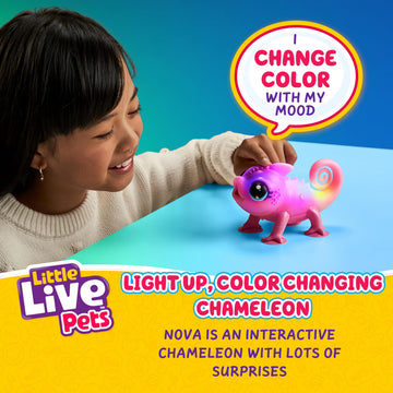 Little Live Pets Nova The Li’l Chameleon Toy, Interactive Light Up Toy Pet with 30+ Sounds and Beat Detection, Interactive Animal Toys for Ages 5+