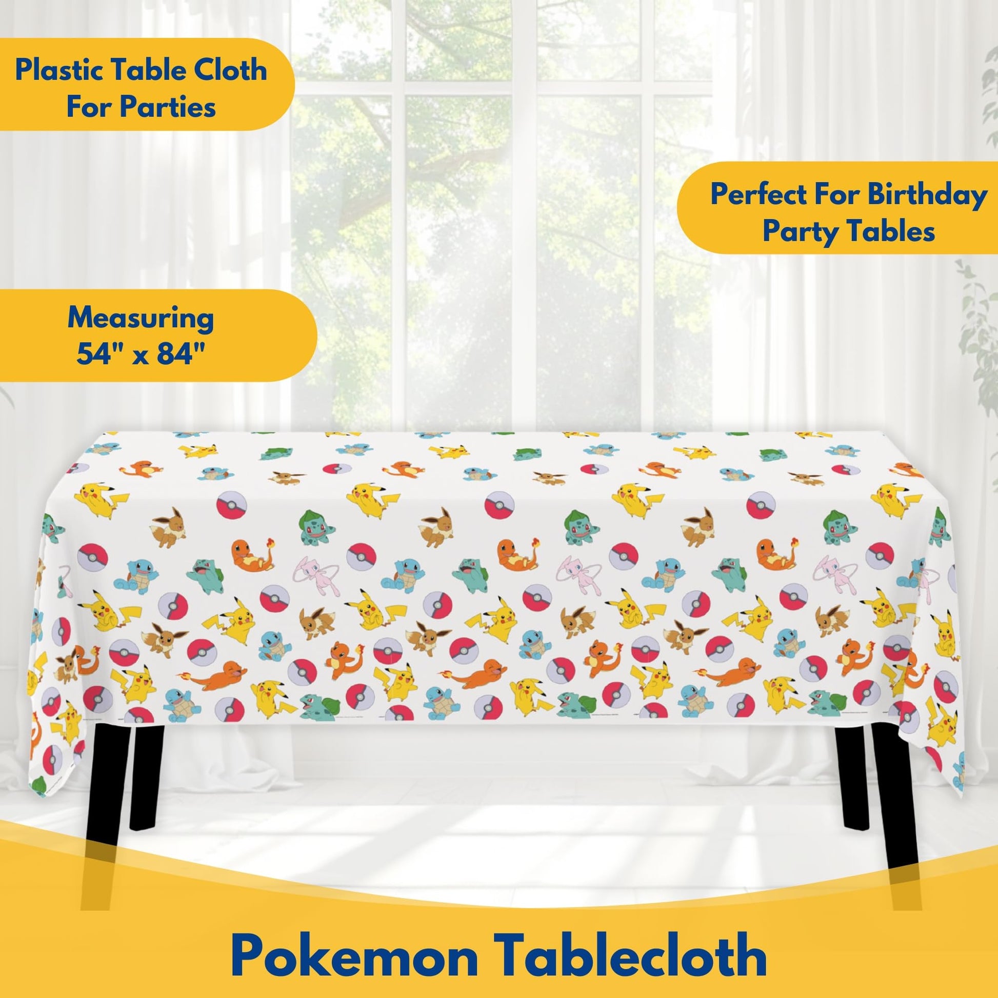 Unique Pokemon Table Cloth - 2 Pack - Pokemon Birthday Party Decorations