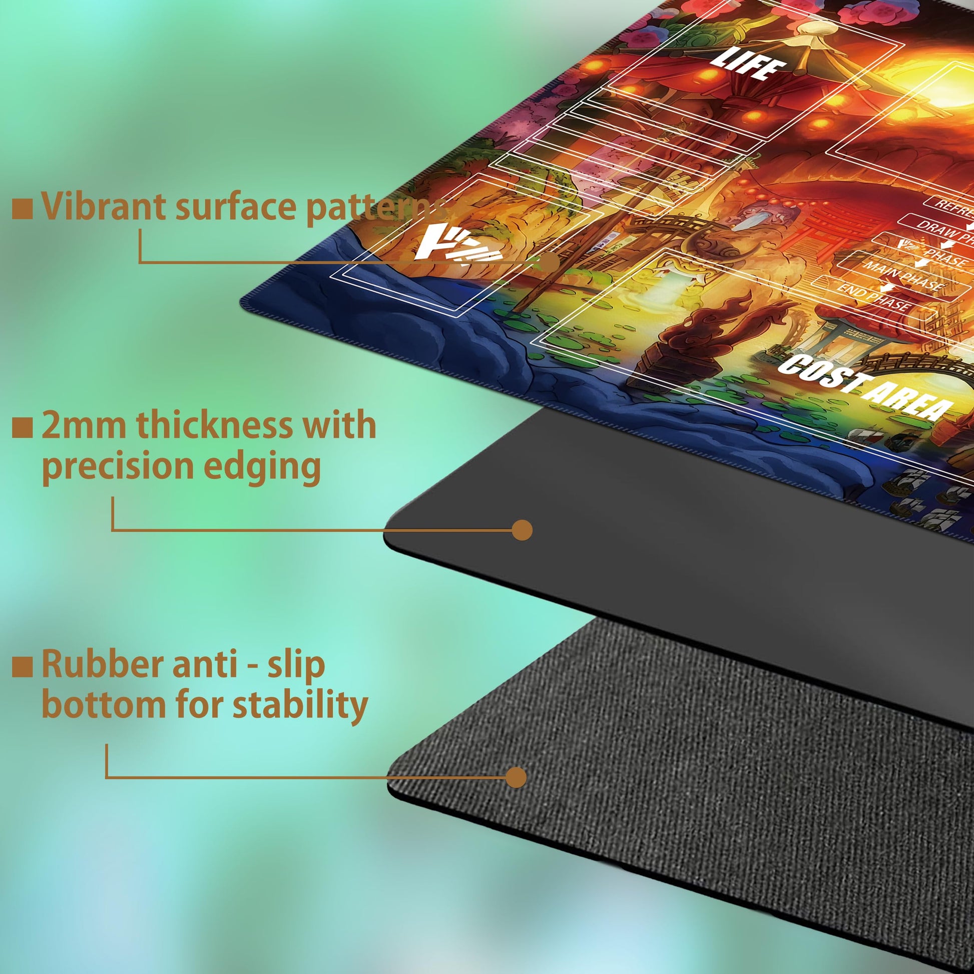 Cylvenor for one piece TCG playmat - 24x14 inches Rubber Card Game mat with Marked Areas, 20 Acrylic counters & Storage Bag for one piece Card Game