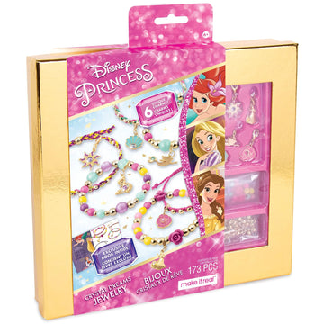 Make It Real Disney Princess Crystal Dreams Jewelry Kit - DIY Bead & Charm Bracelet Set with Swarovski Crystals, Includes Supplies & Exclusive