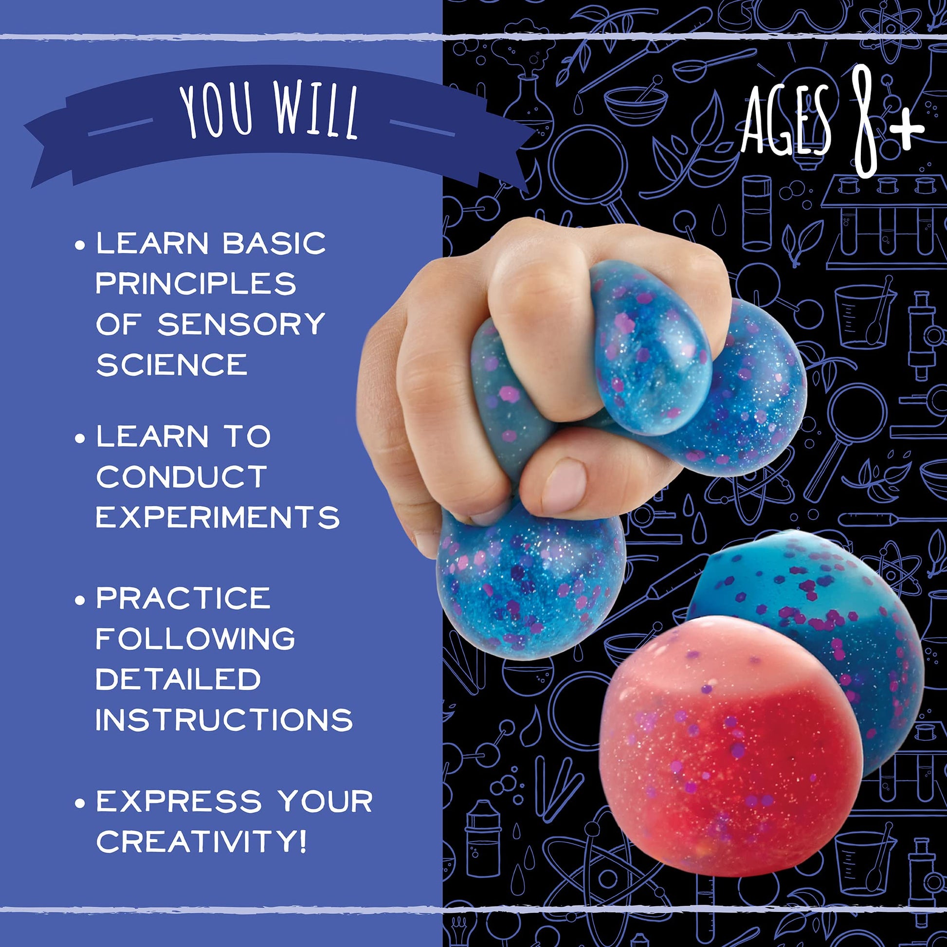 MindWare Science Academy Squishy Ball lab - Kids & Teens Make 3 Squishy Ball Stress Toys with Our 35pc Set - Wild & Weird Experiments for Boys & Girls