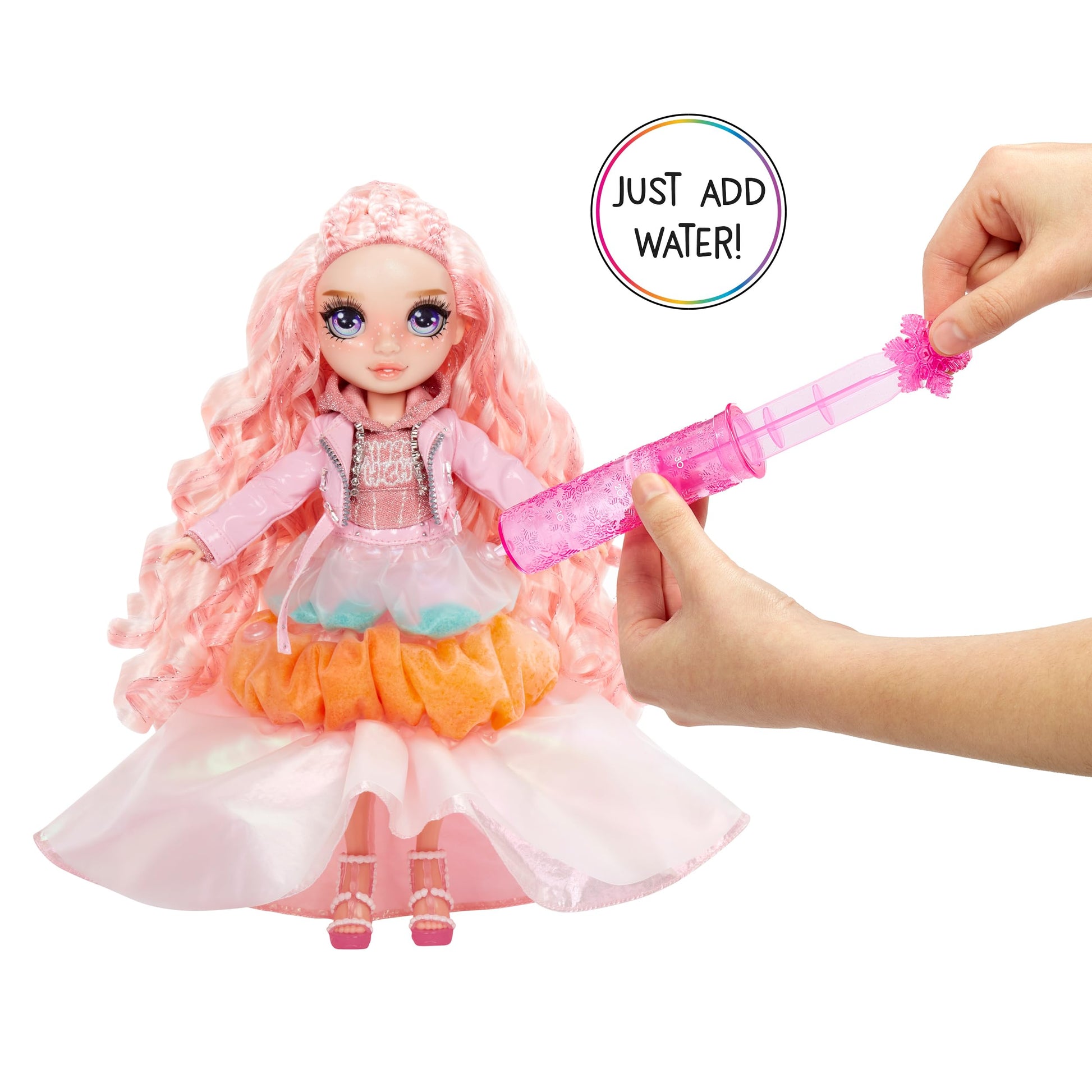 Rainbow High Winter Wonderland Bella - Pink 11” Fashion Doll with Magic Snow Hidden in Fashion That Puffs Up with Water, and Snowman Kit, for Kids