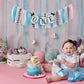 LINLULU Alice in Wonderland Highchair Banner, 1st Birthday Girl Decoration, Blue, 80 inches x 8.75 inches
