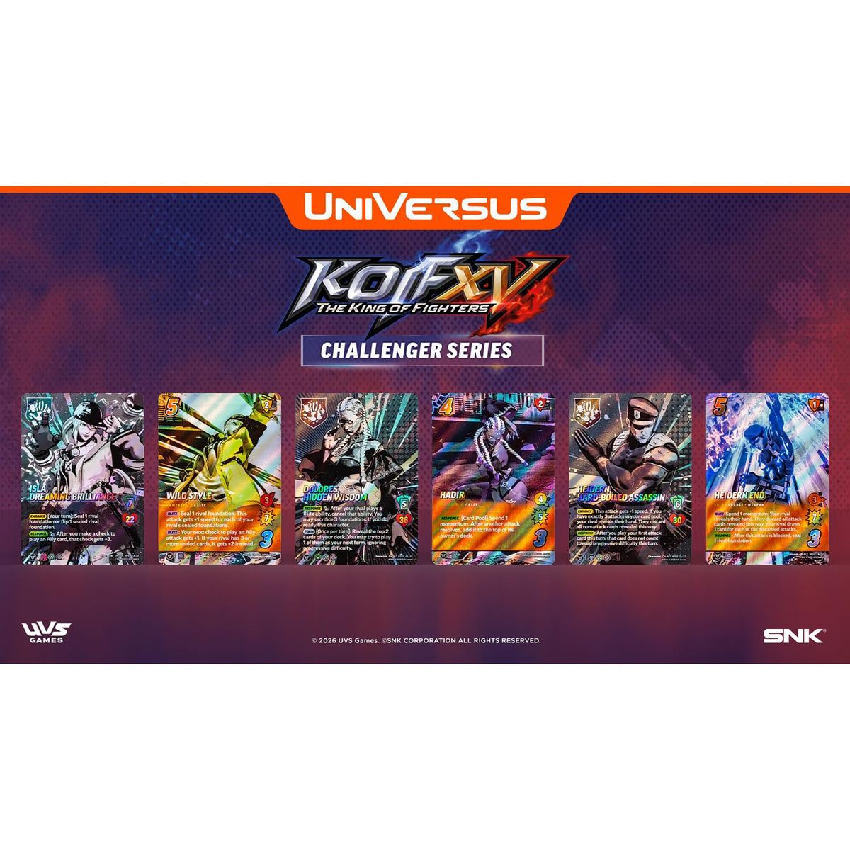 UniVersus: The King of Fighters XV: Challenger Series - Team Rival - Deck-Building Battle Card Game, Ready to Play Characters, Foil Booster Pack, CCG